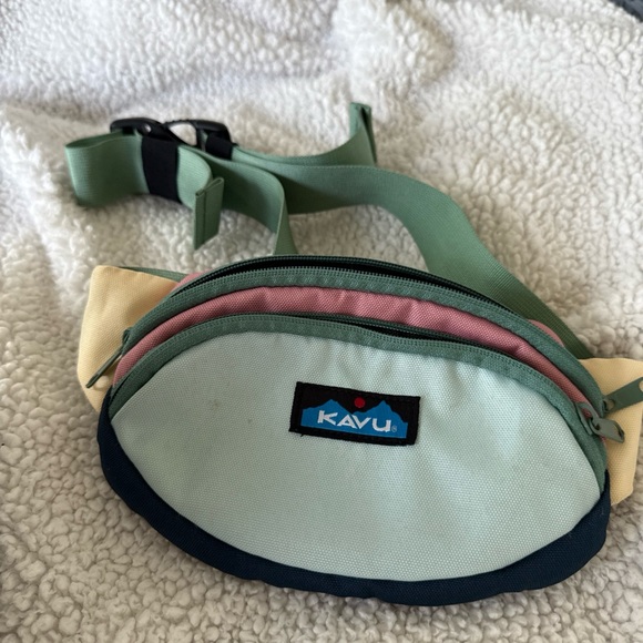 Kavu Handbags - Kavu Spectator Waist Fanny Pack Belt Bag Travel Trail Hiking Hyper Pink Yellow